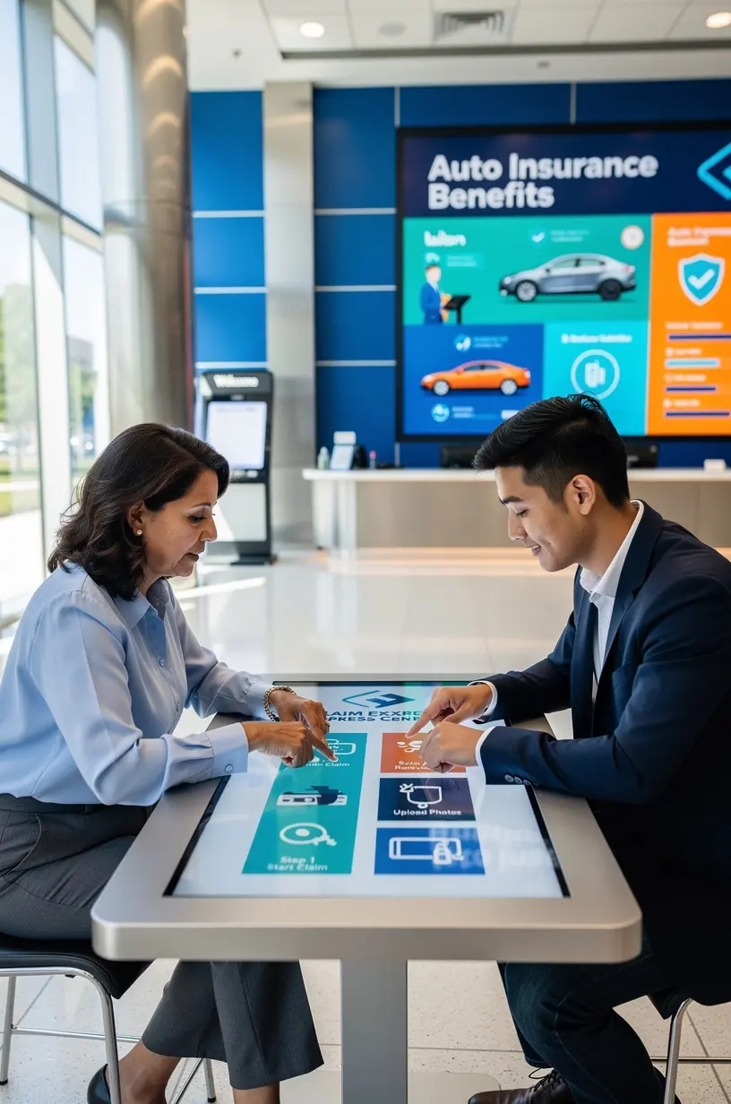 Изображение довольного клиента, получающего быстрое страховое возмещение и ремонт автомобиля.